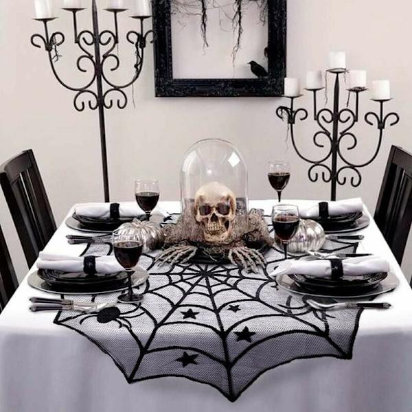 Halloween Spetsduk i Spets, Polyesterfiber Spindelväv Bordsduk