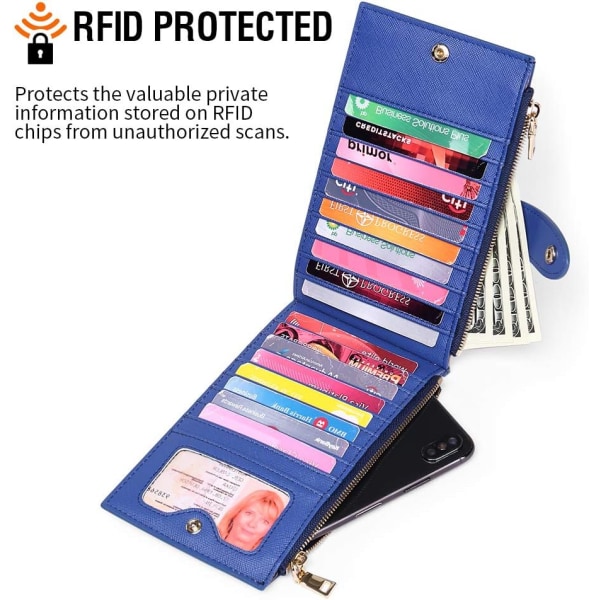 Skinnplånbok för kvinnor med stor kapacitet myntväska, RFID-block för kvinnor