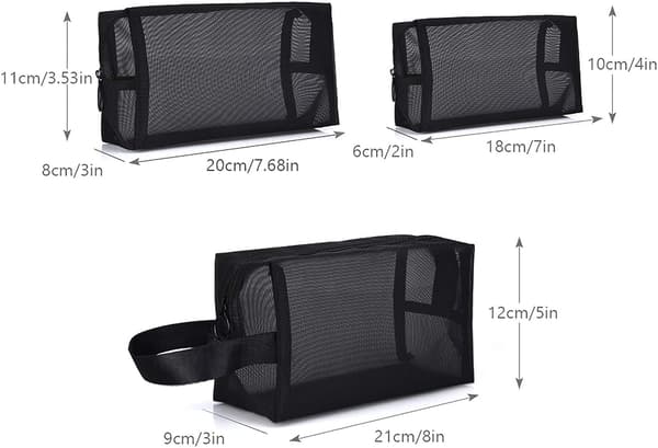 Nylon Sminkepung, Mesh Kosmetikkpose med Glidelås for Menn