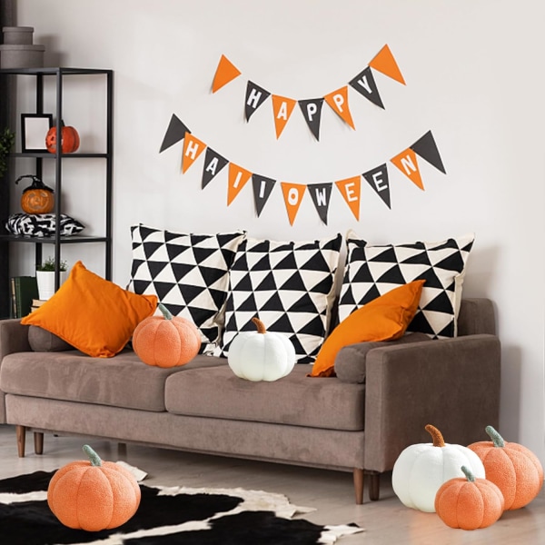 1PC Hvit Gresskar Pute Gresskar Pude Halloween Puter 3D Sim