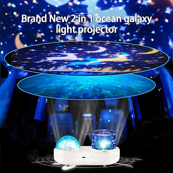 Ocean Light Projektor Natlampe Børn, 360° Roterende Baby Nat L