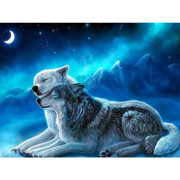 5D Diamond Painting Kit för barn, Animal Wolf Full Rhinestone Dia