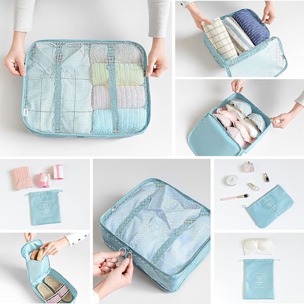 8-i-1 Reiseveske Organizer Set, Klær Bag, Sko Bag, Trave
