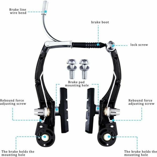 2 par aluminium cykelbremse V-bremse sæt sort mountainbike Hy