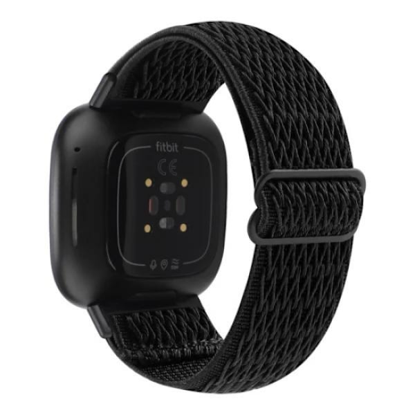 Flettet nylonarmbånd til Fitbit Versa 3/Sense - Armbånd Sort