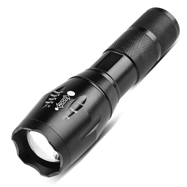 Højtydende LED-lommelygtesæt med genopladelige 18650-batterier,