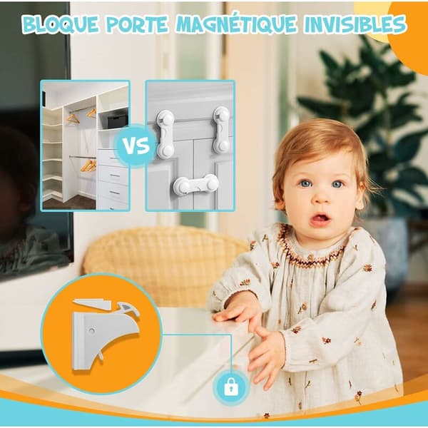 Babysäkerhetsskåpsdörrlås (4 lås + 1 nyckel), barnsäkerhet D