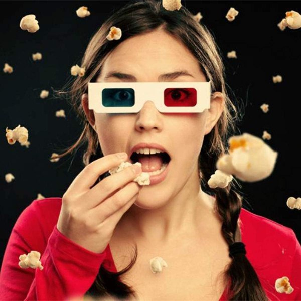 10 par røde og blå papir 3D-briller for reise- og filminnredning