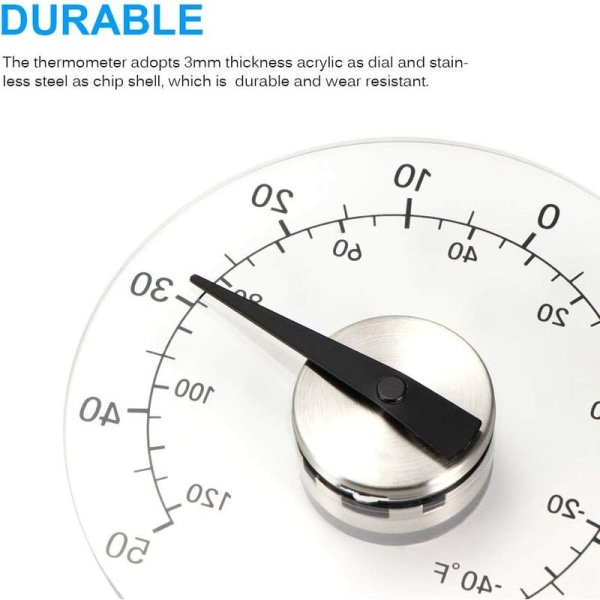 Fönstertermometer, transparent utomhustermometer, självhäftande