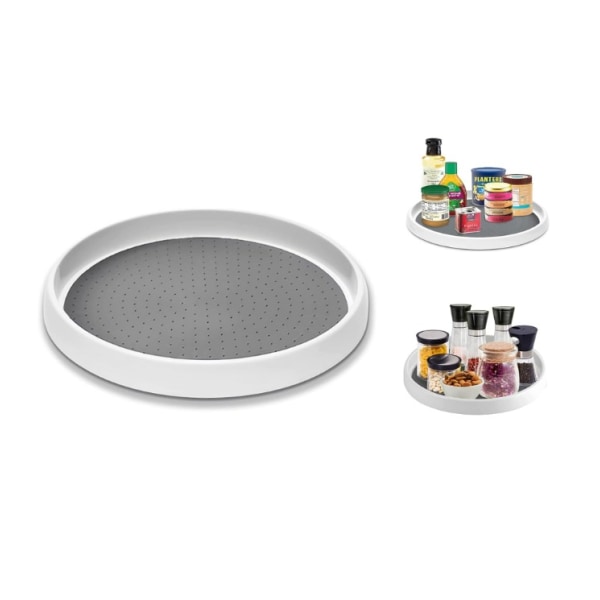 1 stk Lazy Susan dreieskive, 360° roterende oppbevaringsbrett, roterende Ki