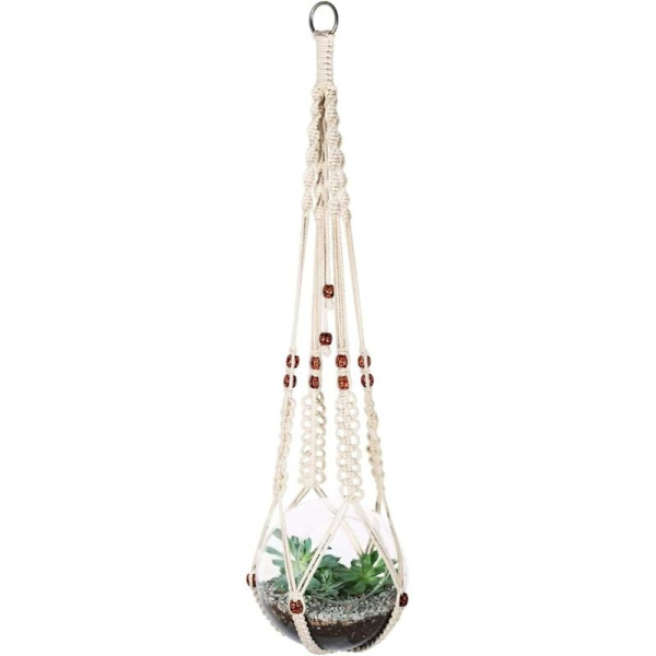 Macrame växt hängare hängande växtkruka hållare trädgård dekoration w