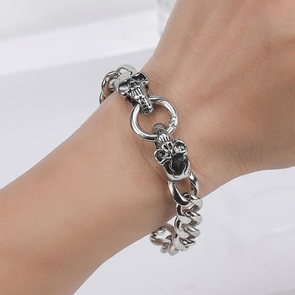 Herrar Stål Hand Smycken, Titan Stål Dödskalle Huvud Armband för Mig