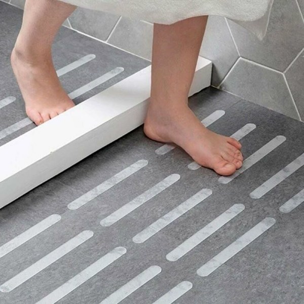 SHOWER SLIDE: 6 stk. transparente sklisikre striper for dusj og bad