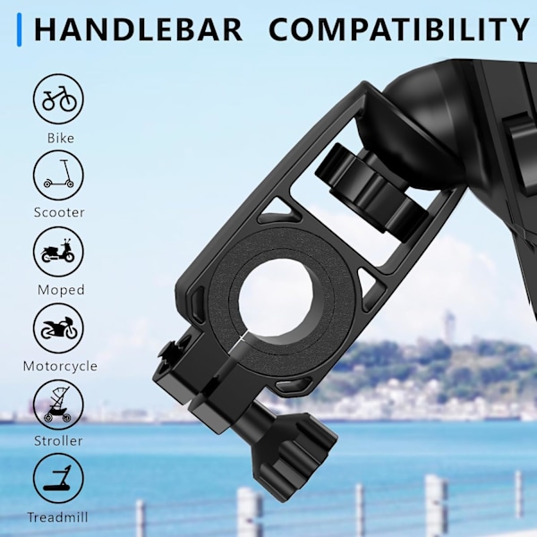 Sort Telefonholder - Stødsikker - Navigation - Cykelholder - 360