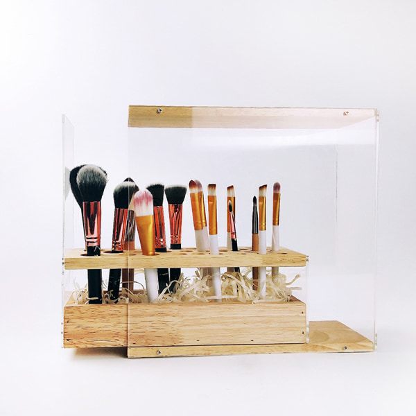 31 hullers gennemsigtig bambus makeup børsteholder med gennemsigtig a