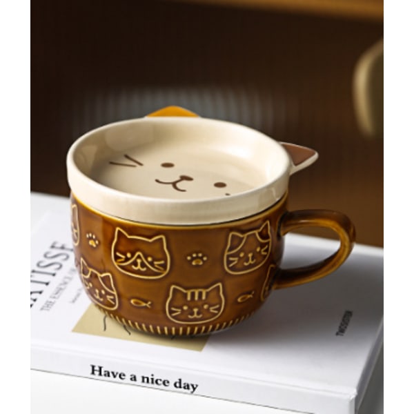 300ml, Kaffe Färg, Japansk Stil Söta Kreativa Keramiska Kopp Katt