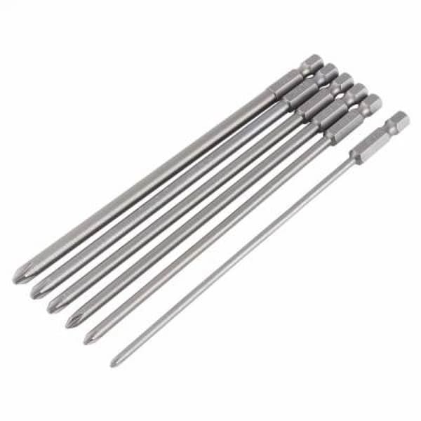 6 stk. S2 stål magnetisk skruetrækker bitsæt 1/4 tommer skaft 150mm P