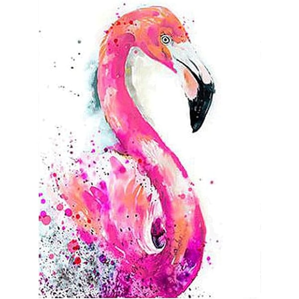 5D Diamantmålning Kit Måla efter nummer Vattenfärg Rosa Flamingo