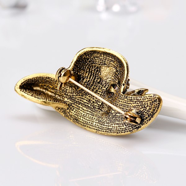 Fint nyt legering broche, solhat med diamanter antik guld broche,