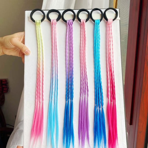 12 Pieces Hair Extensions for Braiding Kids, Coloured Hair Extens