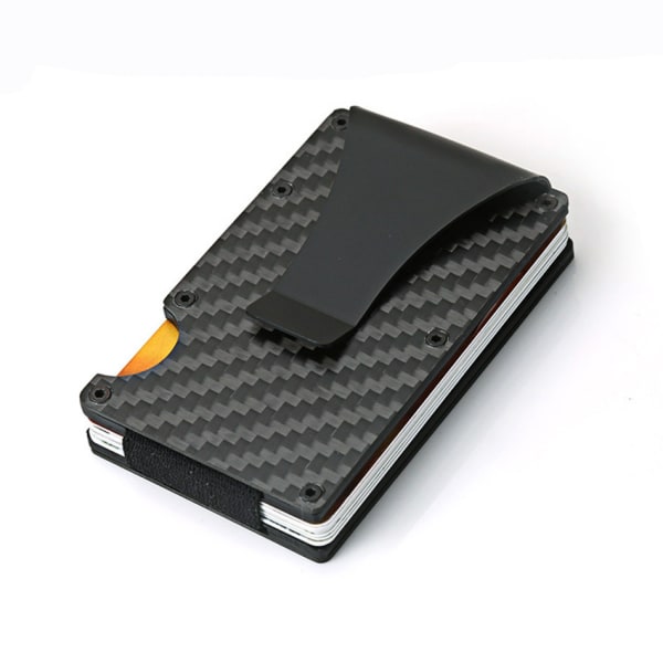 Sort Carbon Fiber Herre Simple Wallet - Bloker Kreditkort Klip M