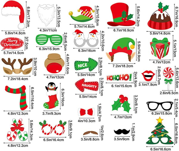 32 stykker julefotorekvisitter, julefotorekvisitter, julefotorekvisitter