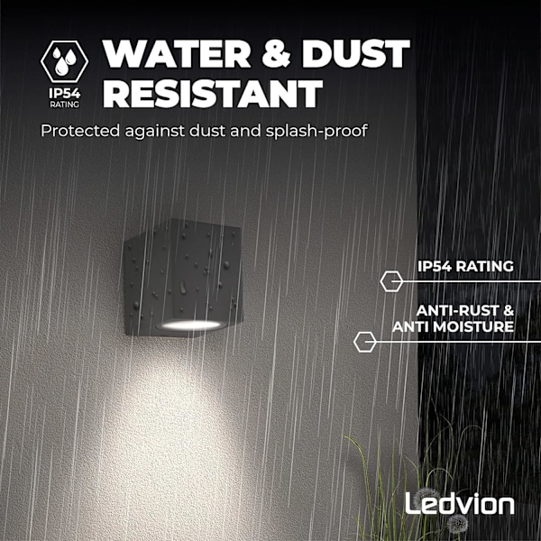 LED-ulkoseinävalaisin - Hiekanharmaa/Antrasiitti - Kuutio - Neliö - 1