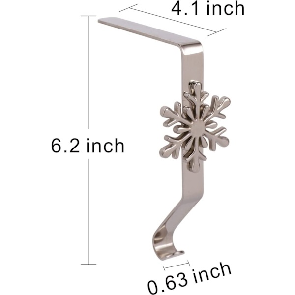 4-pack julstrumpehängare, ren, snöflinga,