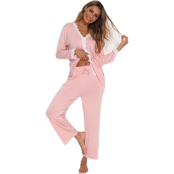 2-delt Modal Bomull Pyjamassett med Lang Arm for Kvinner og Jenter,