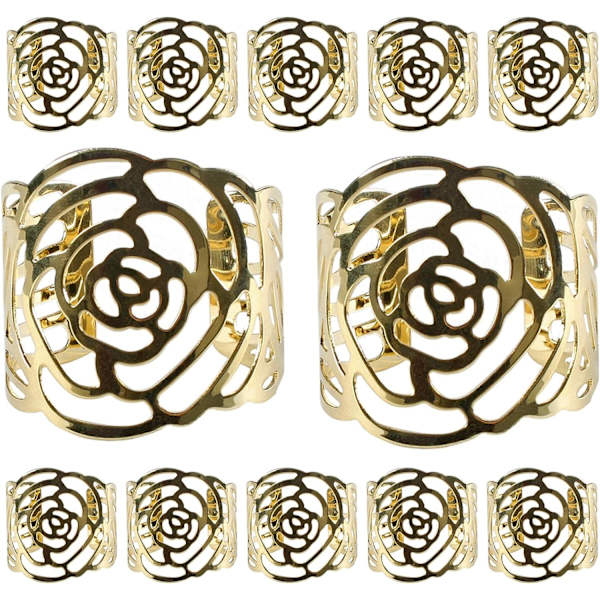 12 stk Serviettringer, Serviettring Metall Openwork Serviettholder Flow
