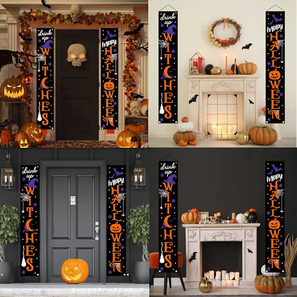 2 kpl Halloween-banneria, Halloween-eteisbannerilippu, Trick or