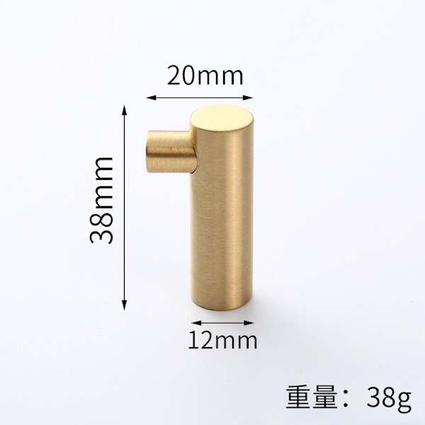 38mm x 12mm Børstet Messing Veggkrok, Baderom Gullbelagt Håndkle H