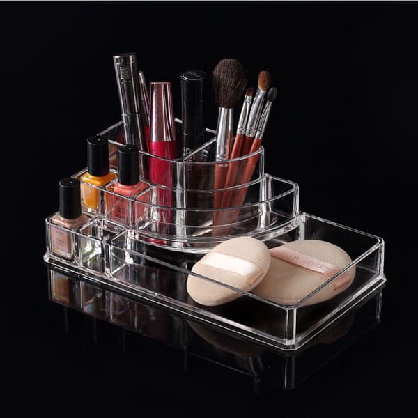 17,5 * 9,4 * 6,5 cm stort sminkfodral, polystyren, transparent