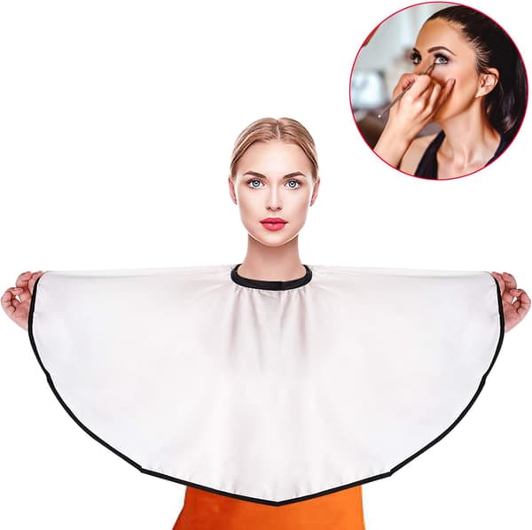 Capa de maquillaje blanca, babero de cambio de imagen corto para