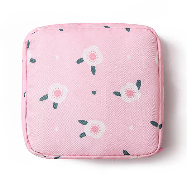 14*13*3cm,（rosa krabbaäppelsblomma）2 st, förvaringspåse för sanitetsbindor