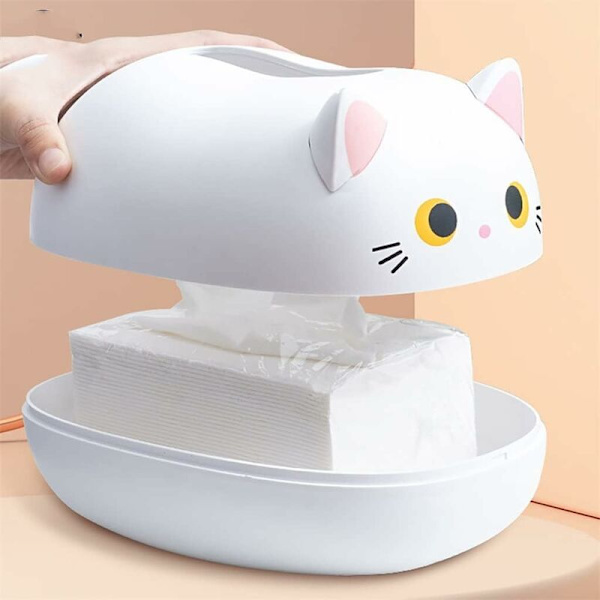 Kawaii katte-formet tørkepapirboks kjøkken serviett oppbevaringsboks toalettpapirbeholder