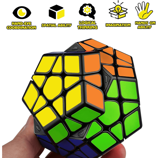 (Musta) Megaminx-kuutio, Dodecahedron Speed Puzzle Cube 3x3, Magic