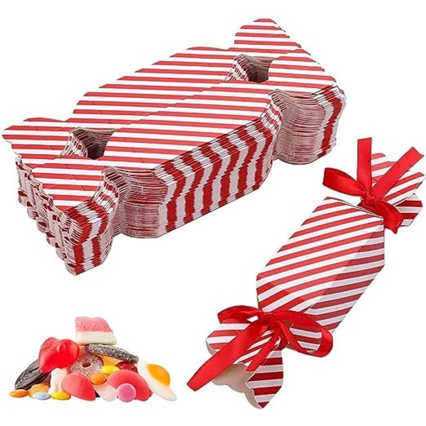 50 Pcs Christmas Candy Box With Ribbon, DIY Gift Bags Party Favor