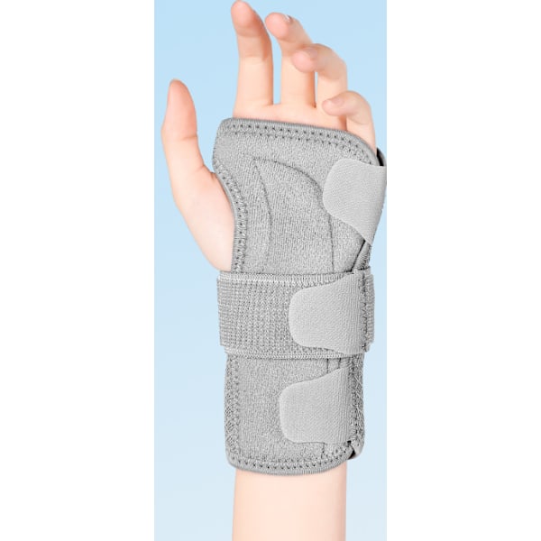 Grå handledsstöd, handledsstöd i metall, handledsstöd för hand och handled för artrit