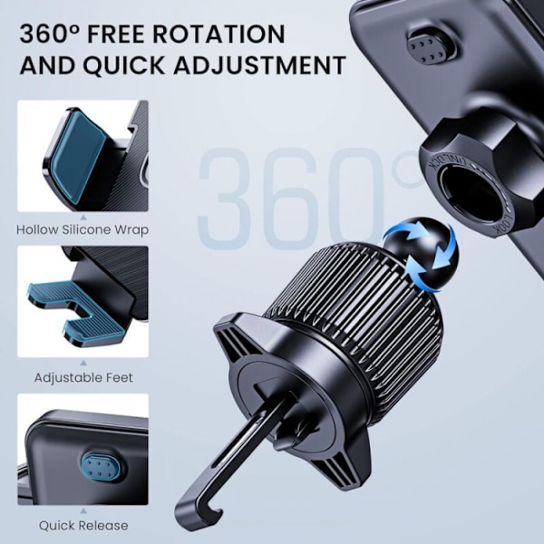 360 graders roterende biltelefonholder for billuftuttak, bil-GPS