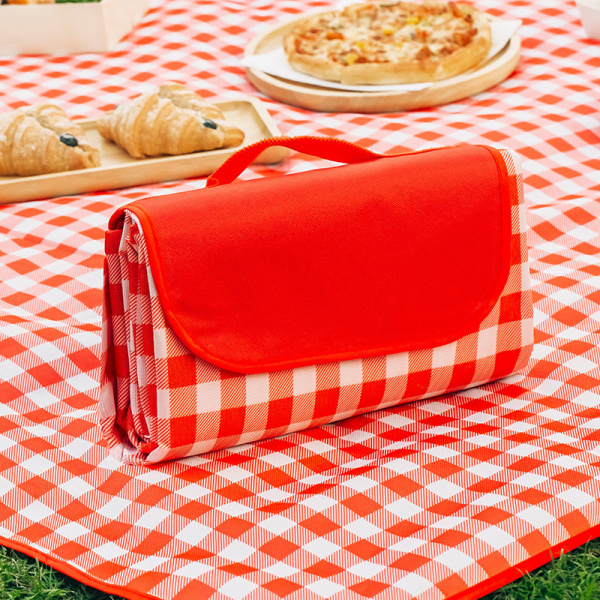 (Red and White Checkered) 200*150cm Picnic Blanket, Foldable Picn