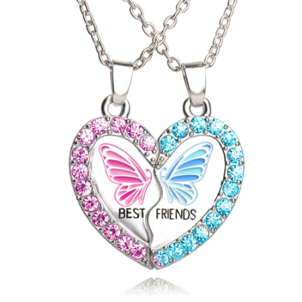 Heart puzzle necklace Friendship necklace 2-pack Silver Silver