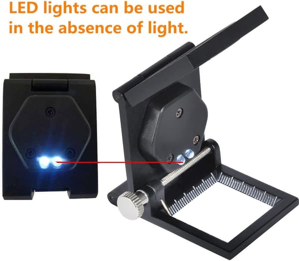 Klutforstørrelsesglass - LED 10X linse Fold Stand Klut Klut Squa