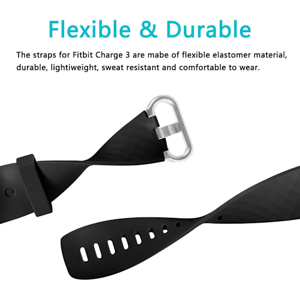 2 kpl:n vaihtohihnat, yhteensopivat Fitbit Charge 3/Fitbit C:n kanssa