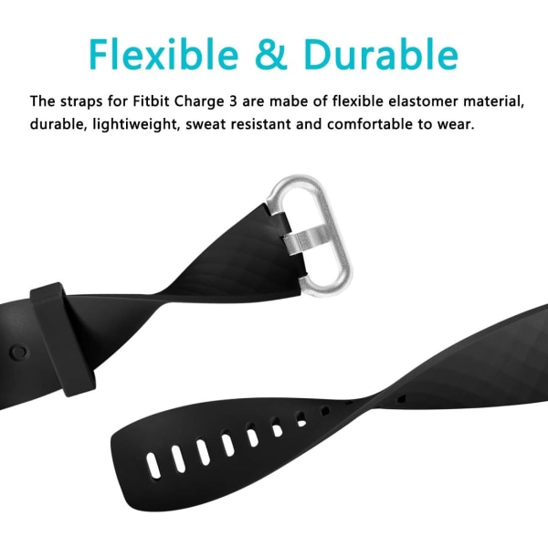 2 stk. udskiftningsremme kompatibel med Fitbit Charge 3/Fitbit C