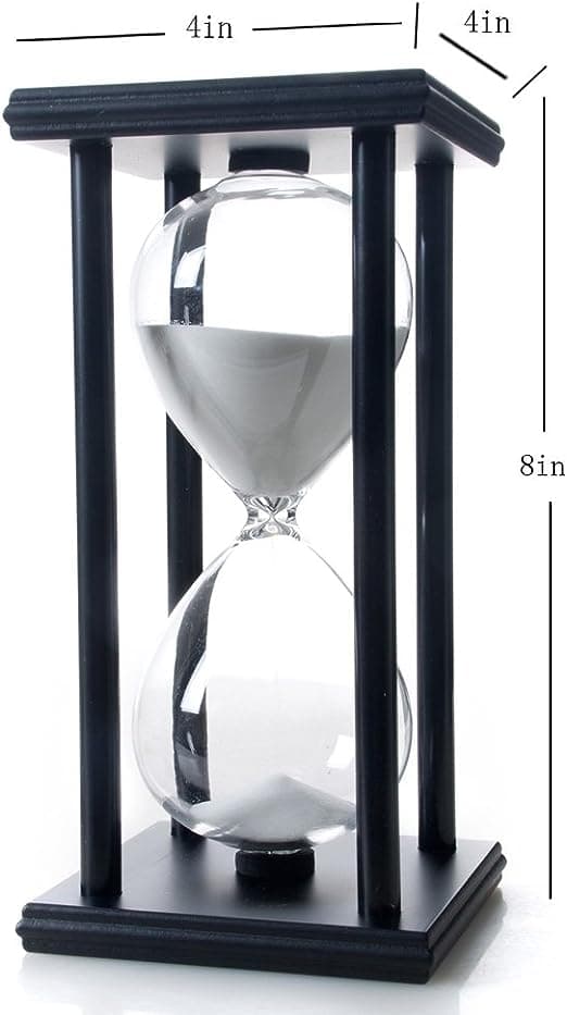 Hvidt sand 60 minutters træ sand ur, timeglas sand timer