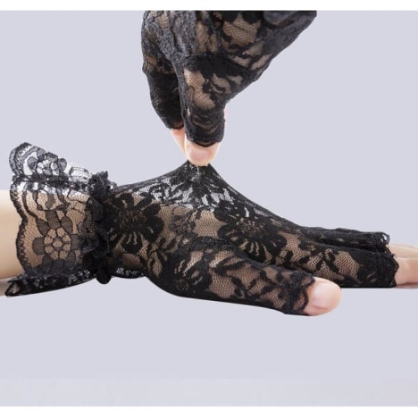 1 par sorte blondehansker Halloween Maskerade Sort One Size