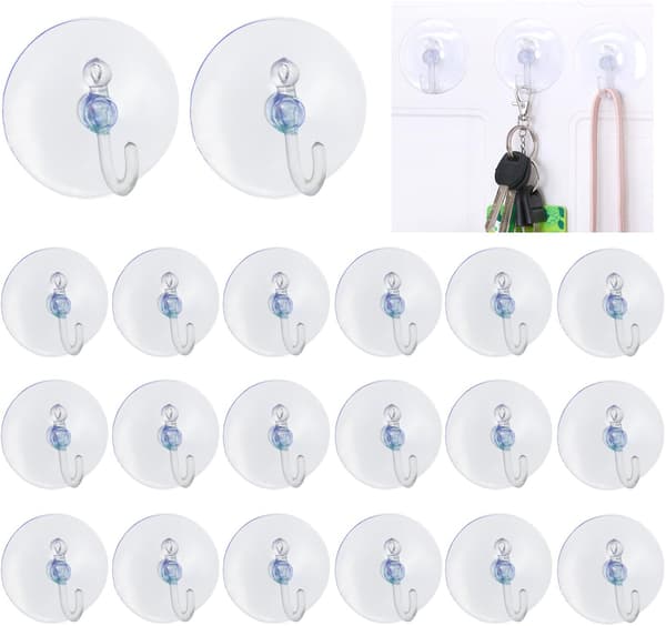 Diameter 3cm Set med 20 transparenta sugproppar med krokar för