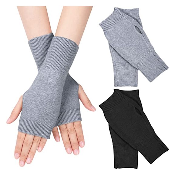 2 par fingerløse handsker Viskose fiber håndledsbeskyttere Varme handsker