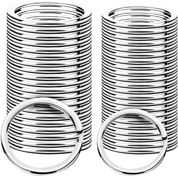100 stk nøkkelringringer, 25mm og 28mm nøkkelringringer i metall